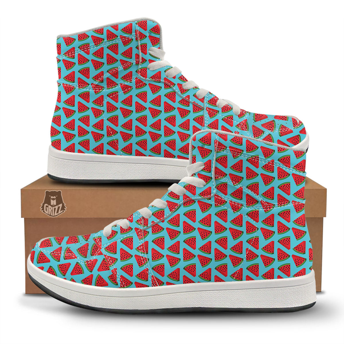 Watermelon Blue Cute Print Pattern High Top Sneakers-grizzshop