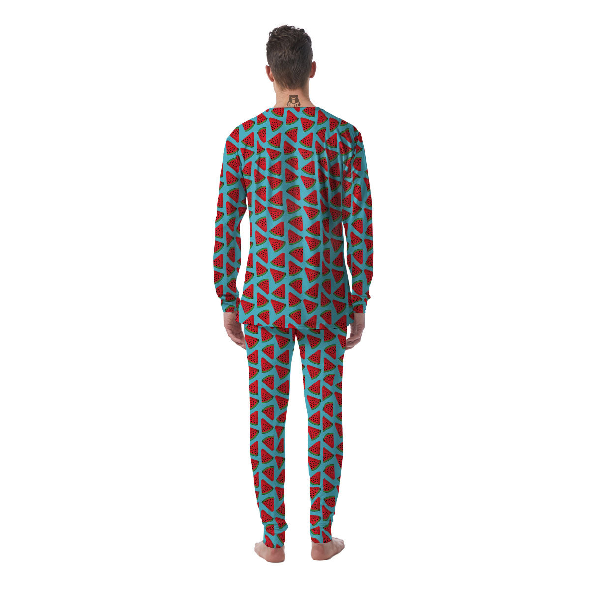 Watermelon Blue Cute Print Pattern Men's Pajamas-grizzshop