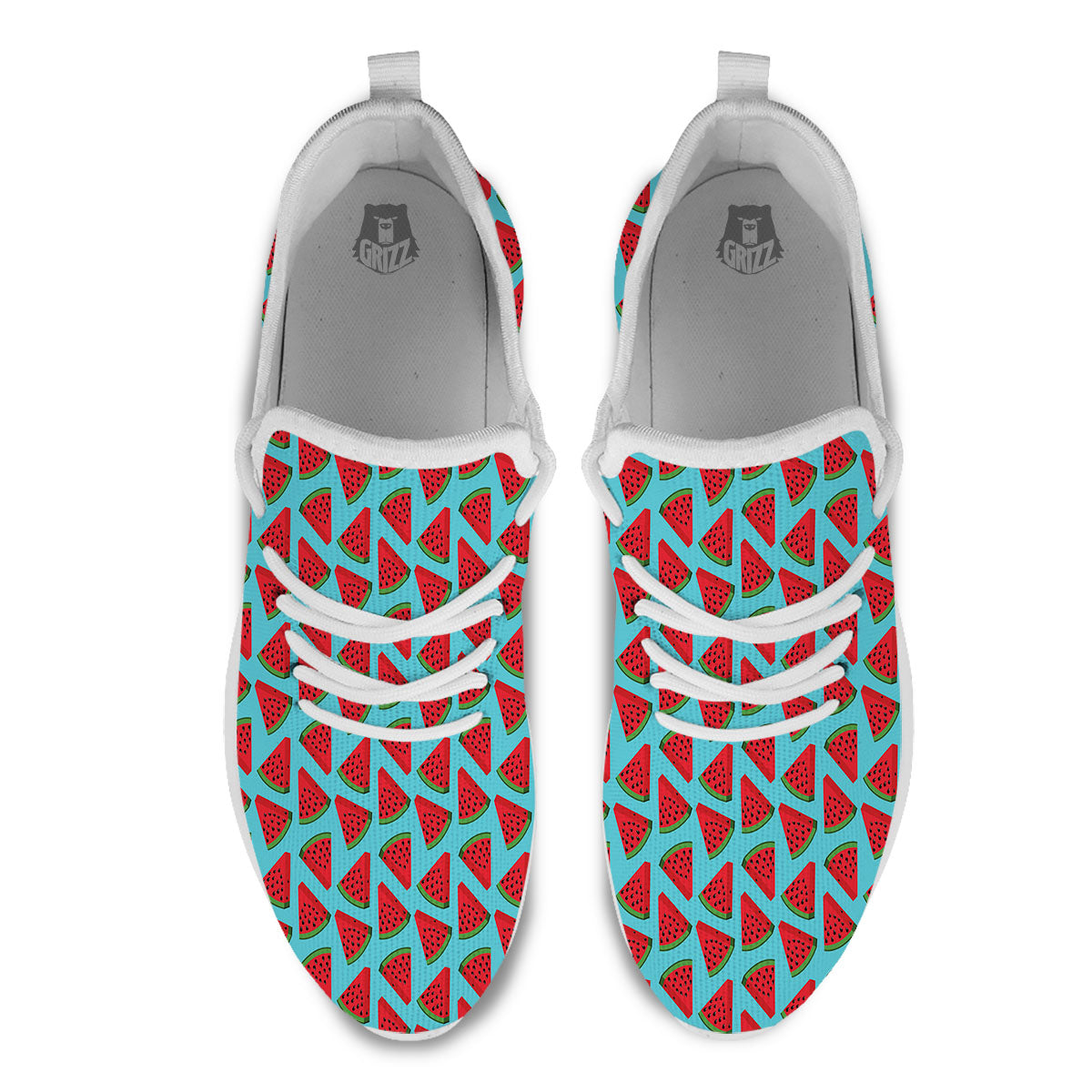 Watermelon Blue Cute Print Pattern White Athletic Shoes-grizzshop