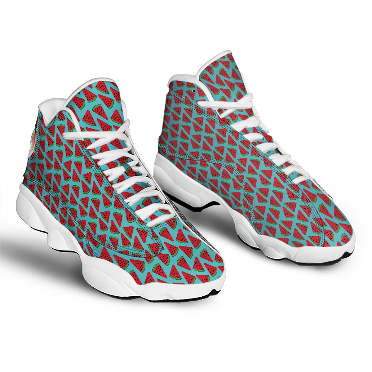 Watermelon Blue Cute Print Pattern White Basketball Shoes-grizzshop