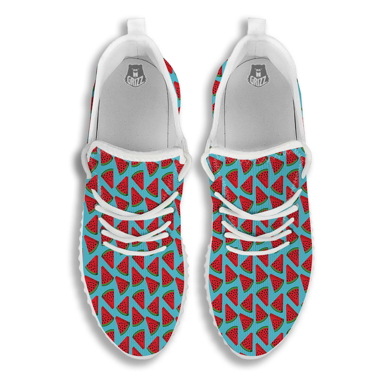Watermelon Blue Cute Print Pattern White Walking Shoes-grizzshop