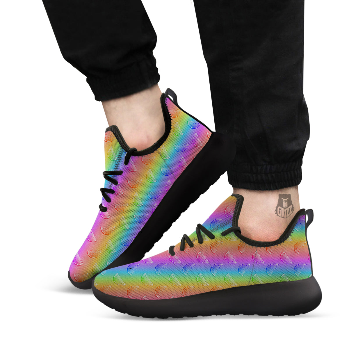Watermelon Colorful Print Pattern Black Athletic Shoes-grizzshop