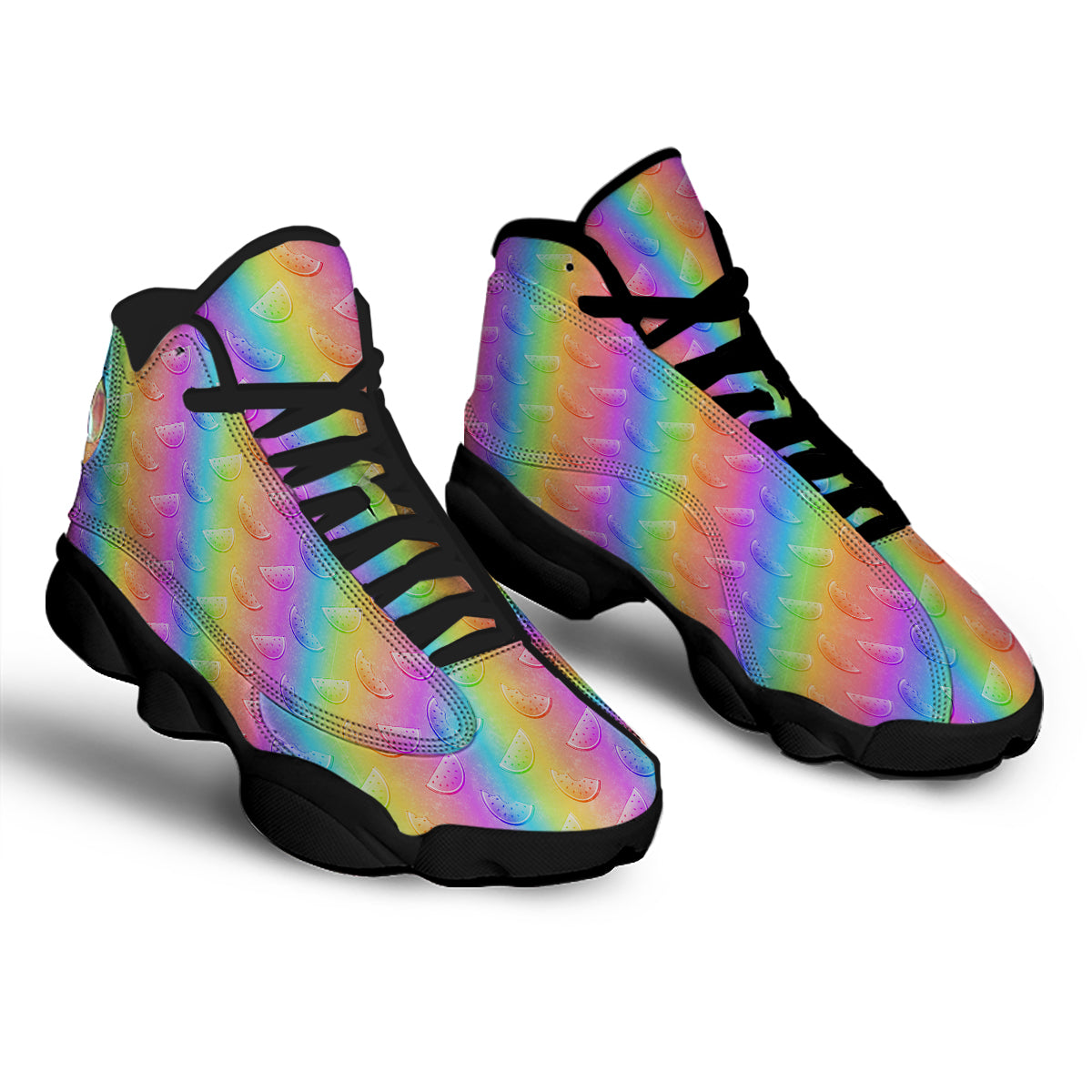 Watermelon Colorful Print Pattern Black Basketball Shoes-grizzshop