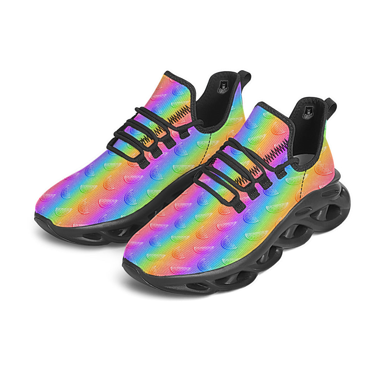 Watermelon Colorful Print Pattern Black Running Shoes-grizzshop