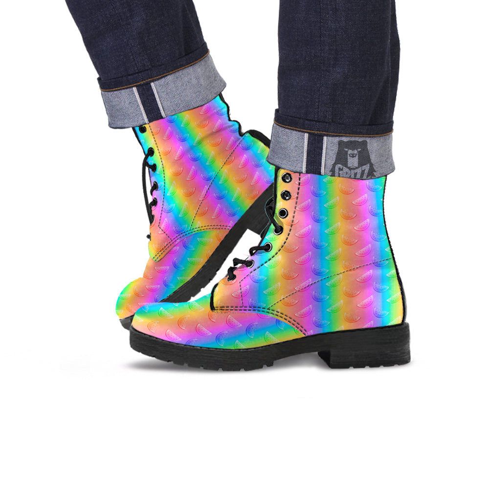 Watermelon Colorful Print Pattern Leather Boots-grizzshop