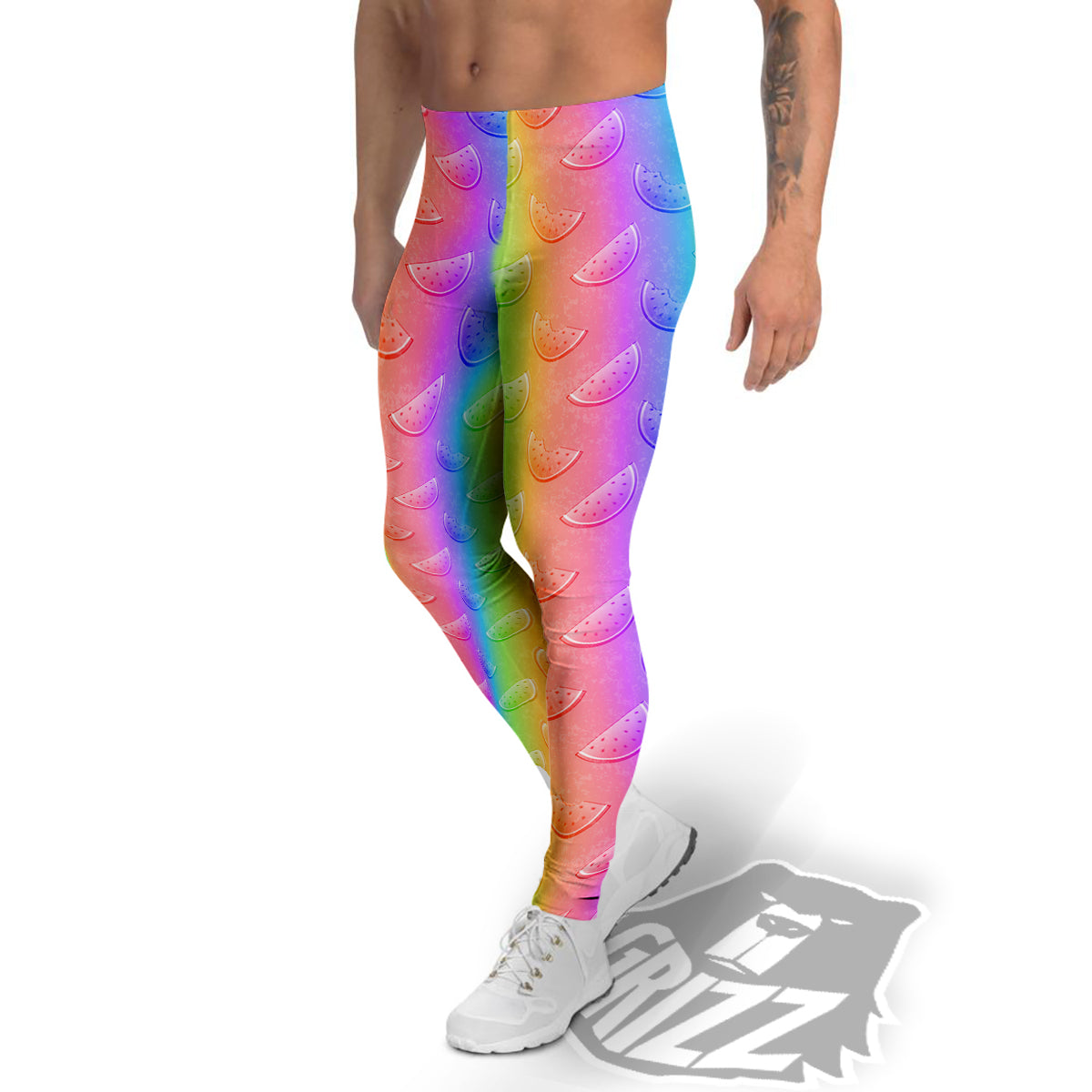 Watermelon Colorful Print Pattern Men's Leggings-grizzshop