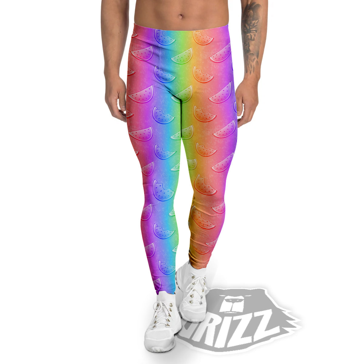Watermelon Colorful Print Pattern Men's Leggings-grizzshop