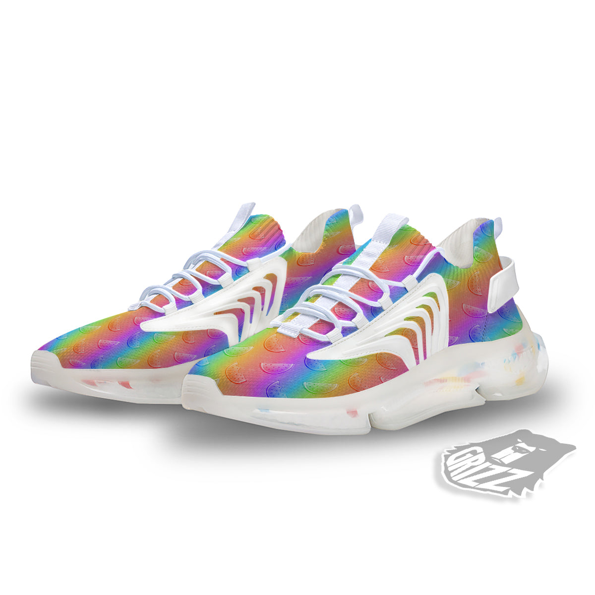 Watermelon Colorful Print Pattern White Gym Shoes-grizzshop