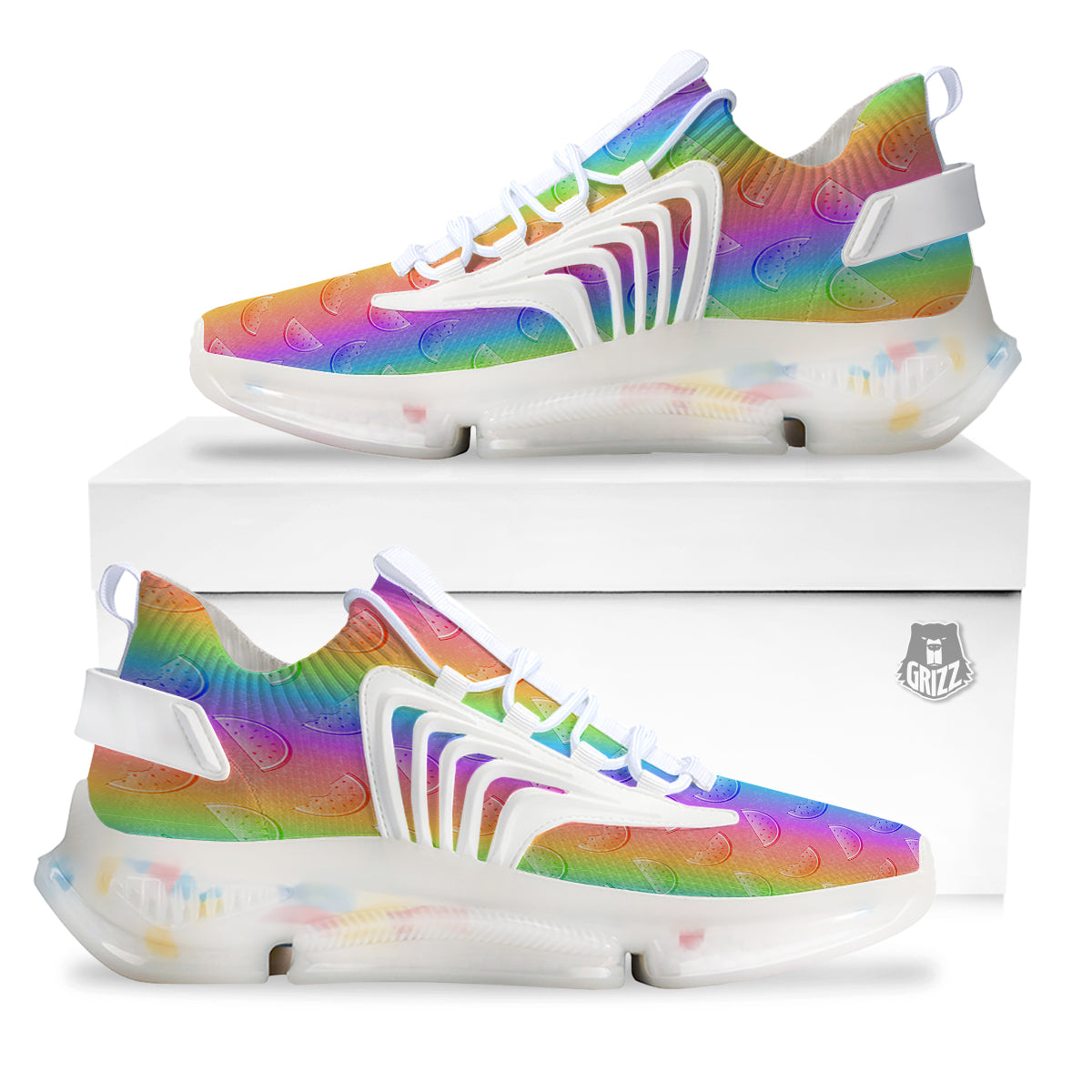 Watermelon Colorful Print Pattern White Gym Shoes-grizzshop