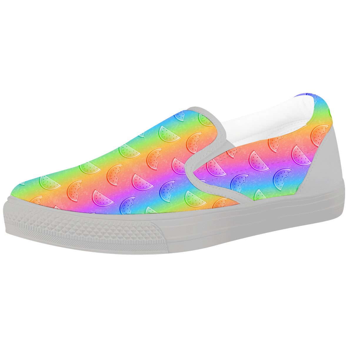Watermelon Colorful Print Pattern White Slip On Shoes-grizzshop