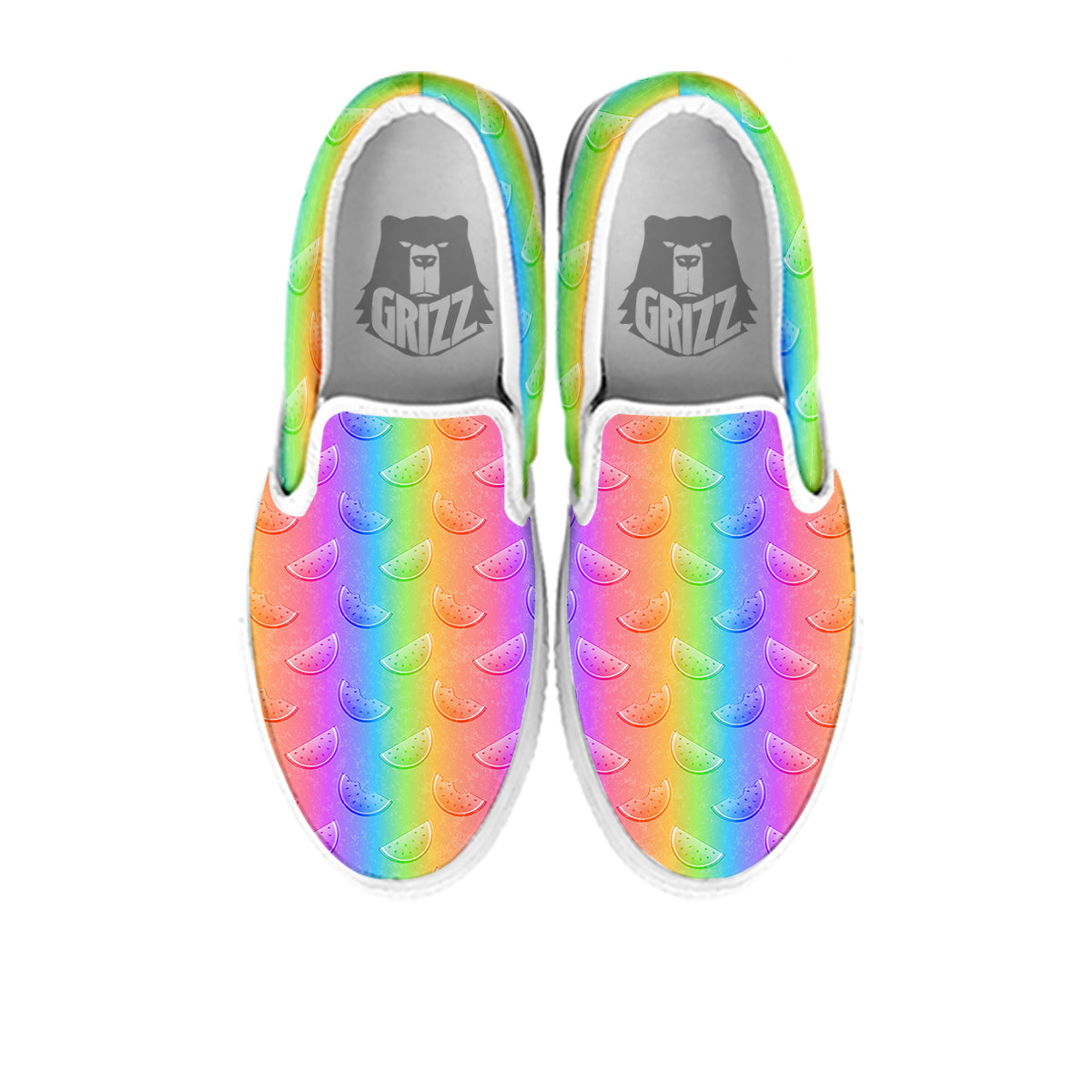 Watermelon Colorful Print Pattern White Slip On Shoes-grizzshop