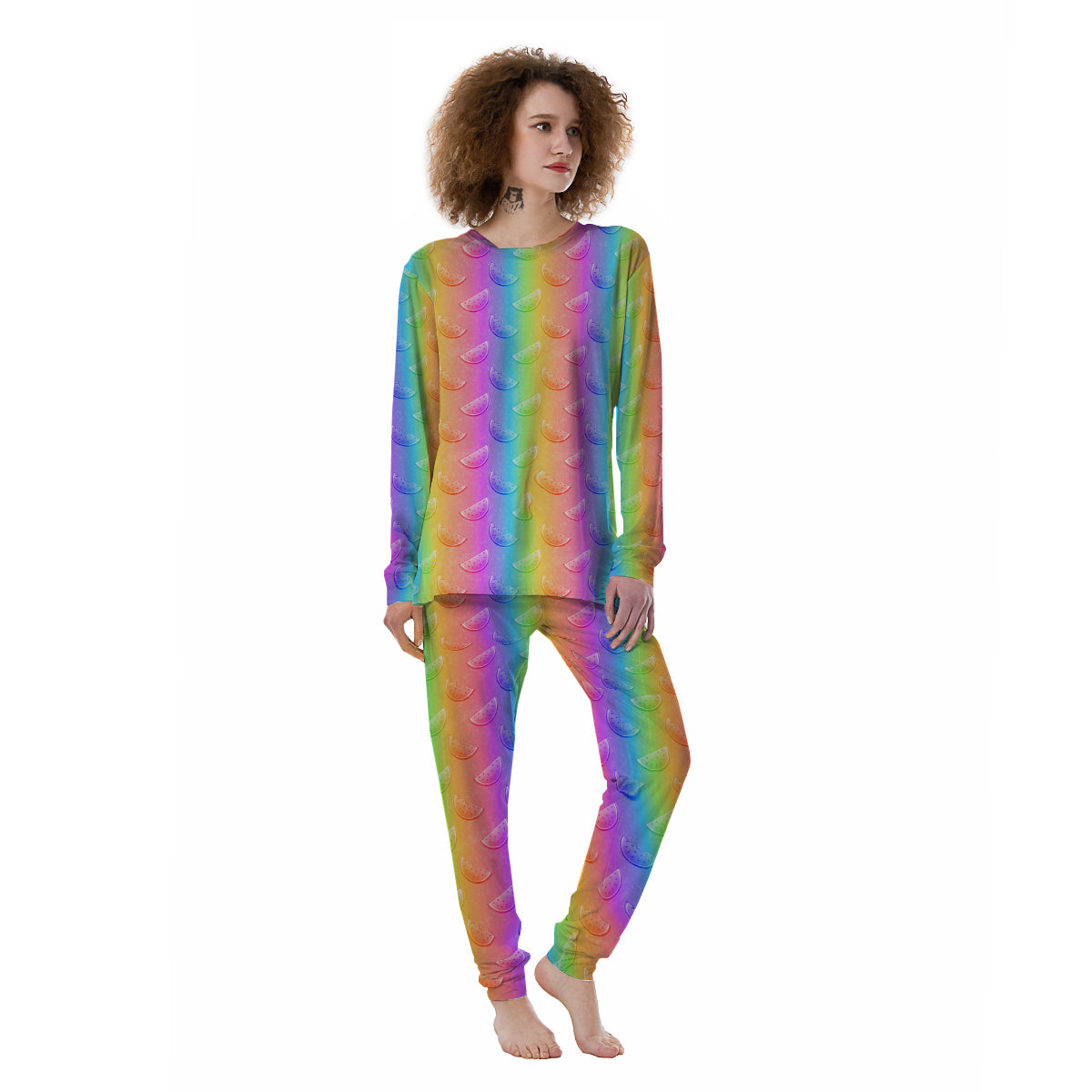 Watermelon Colorful Print Pattern Women's Pajamas-grizzshop