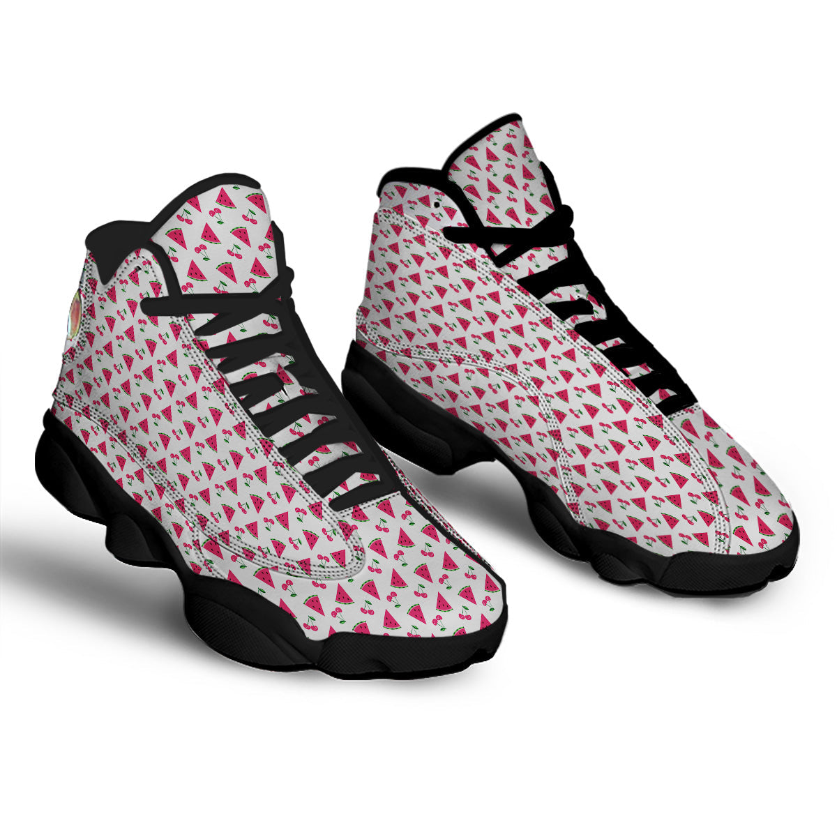 Watermelon Cute Berry Print Pattern Black Basketball Shoes-grizzshop