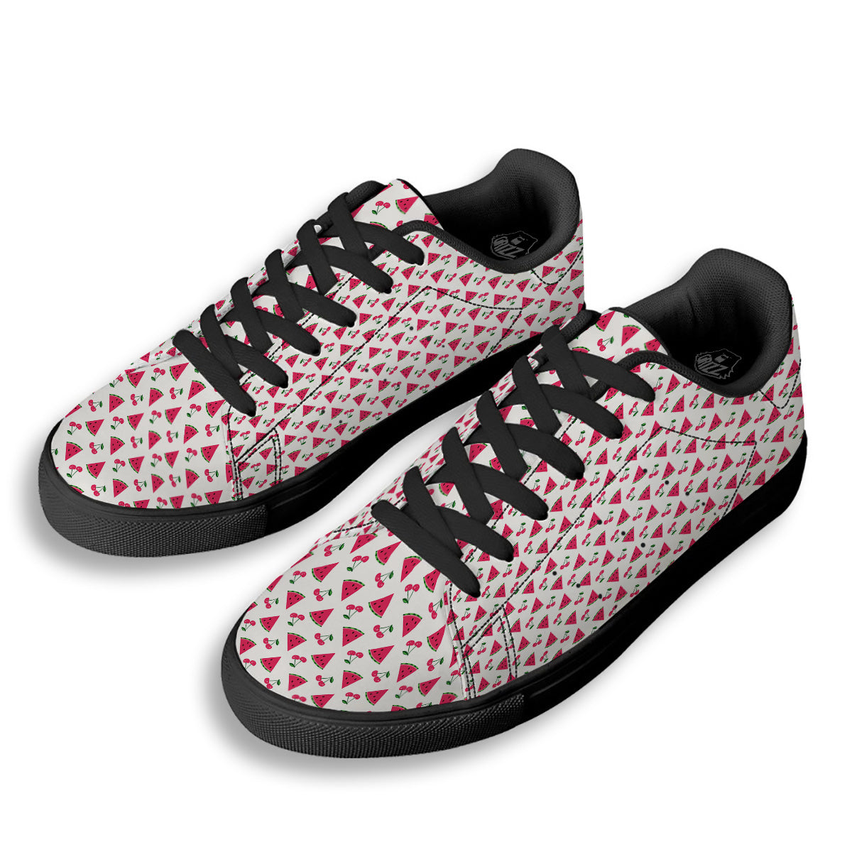 Watermelon Cute Berry Print Pattern Black Low Top Sneakers-grizzshop