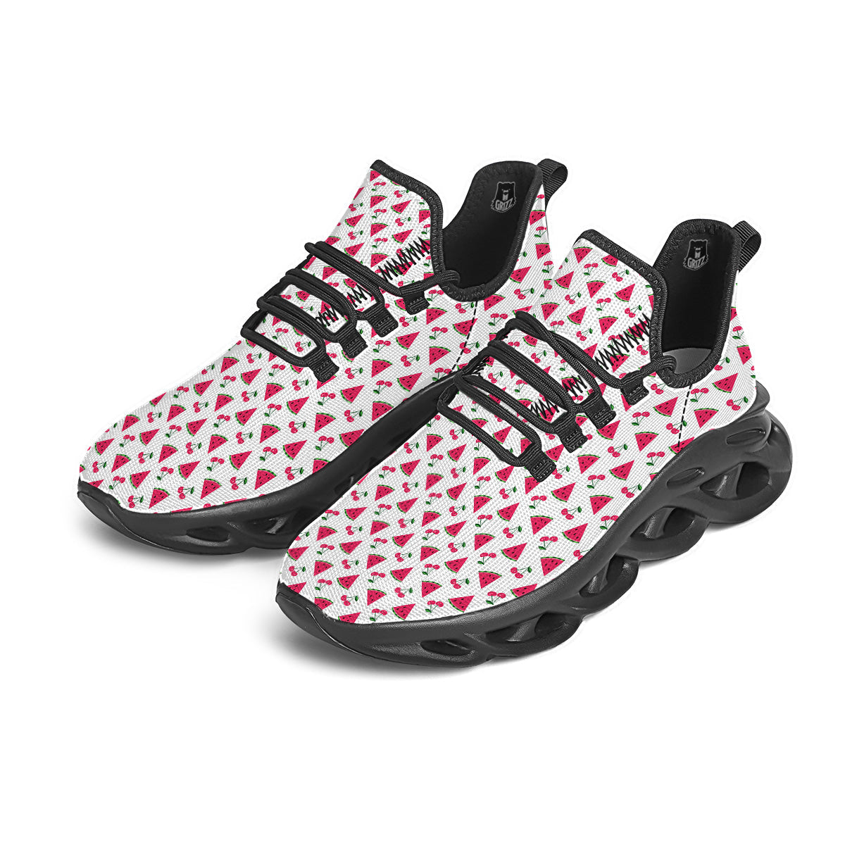 Watermelon Cute Berry Print Pattern Black Running Shoes-grizzshop