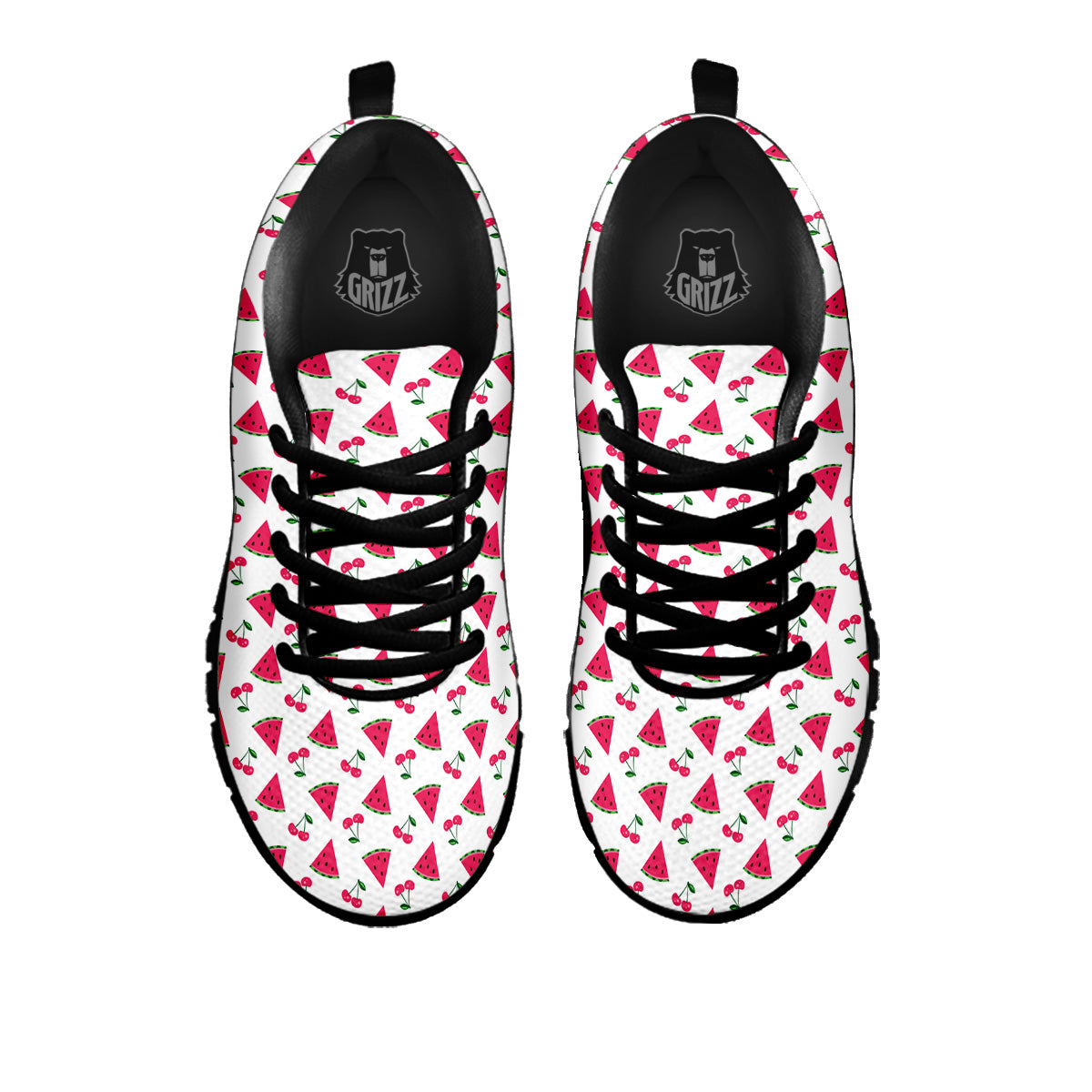 Watermelon Cute Berry Print Pattern Black Sneaker-grizzshop