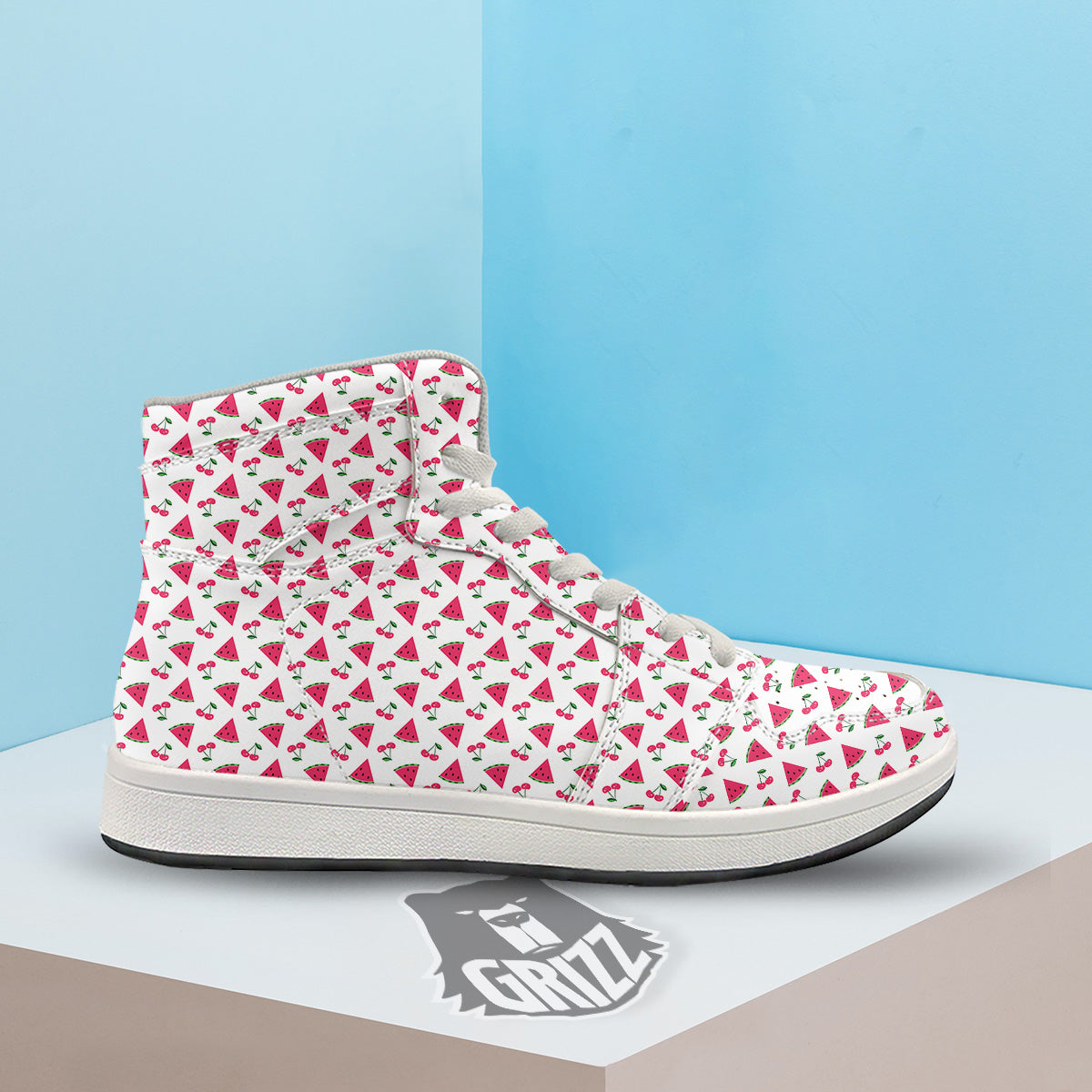 Watermelon Cute Berry Print Pattern High Top Sneakers-grizzshop