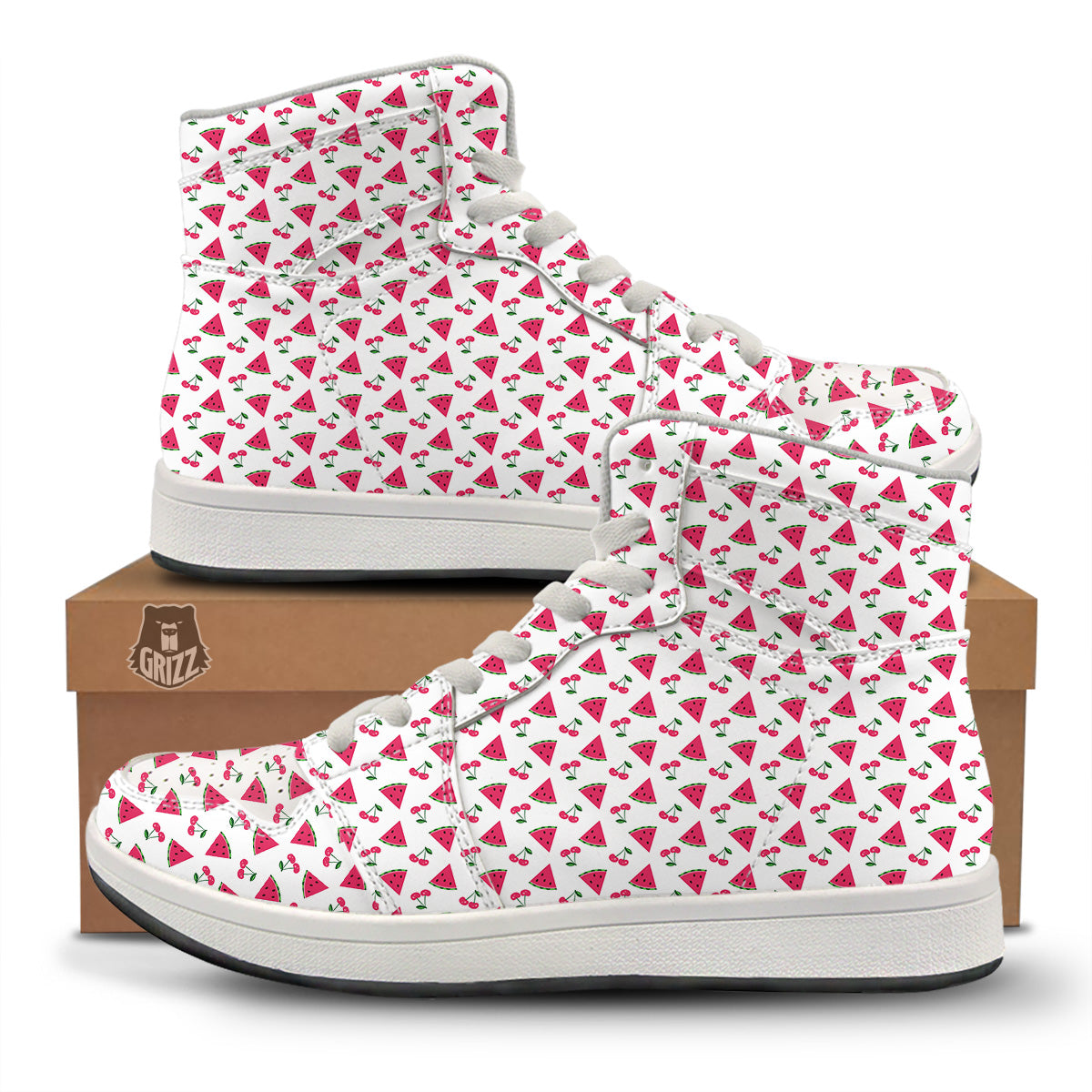 Watermelon Cute Berry Print Pattern High Top Sneakers-grizzshop