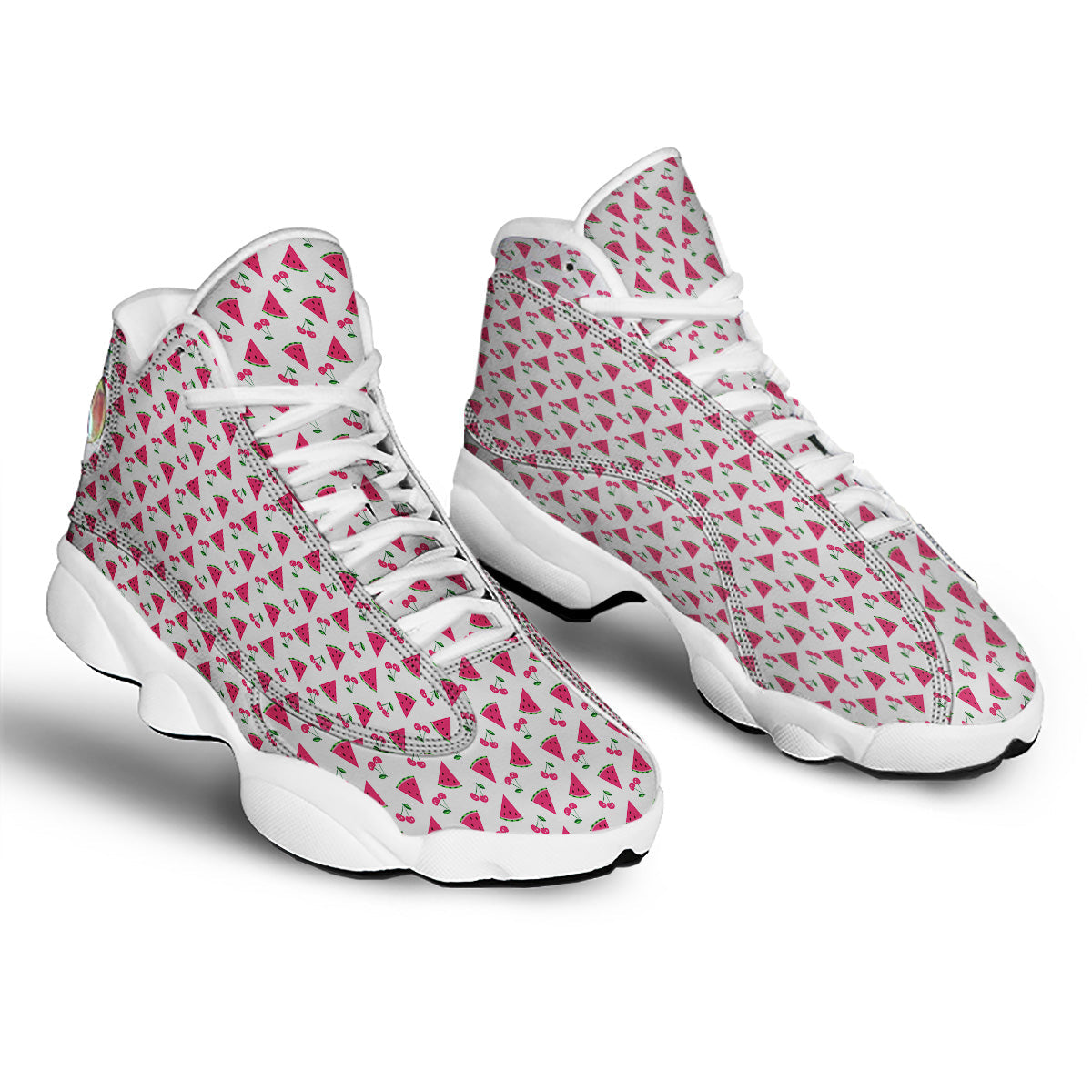 Watermelon Cute Berry Print Pattern White Basketball Shoes-grizzshop