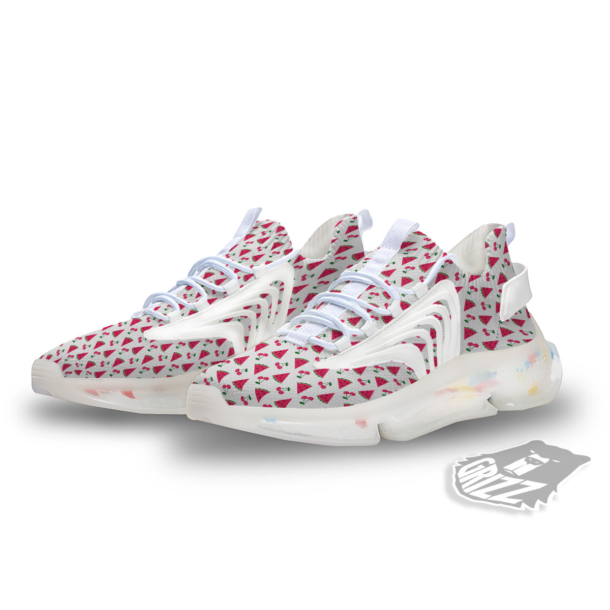 Watermelon Cute Berry Print Pattern White Gym Shoes-grizzshop