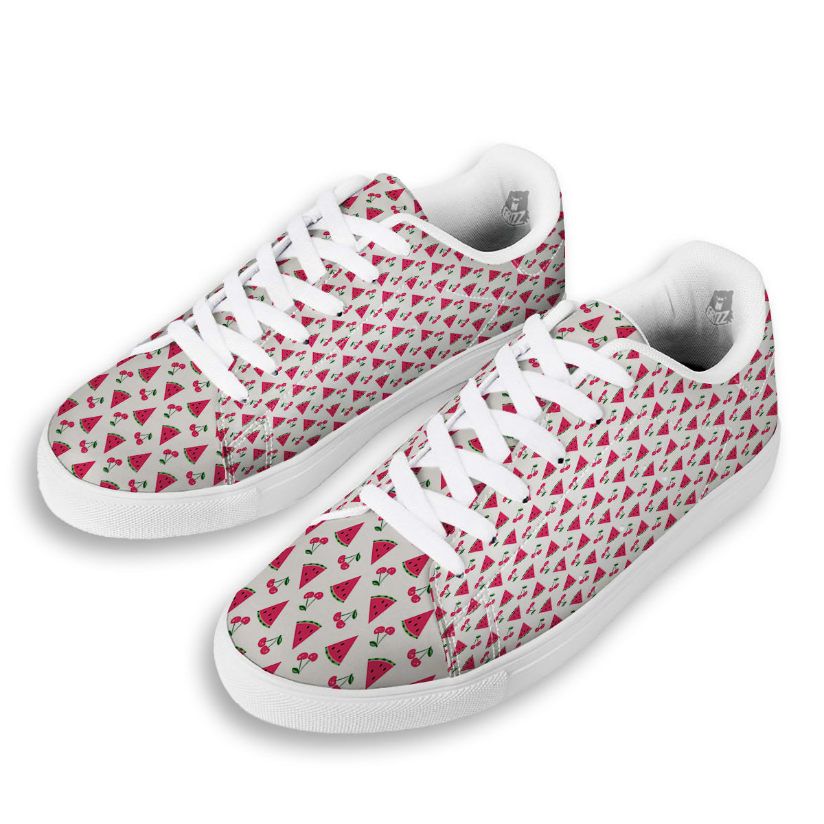 Watermelon Cute Berry Print Pattern White Low Top Sneakers-grizzshop