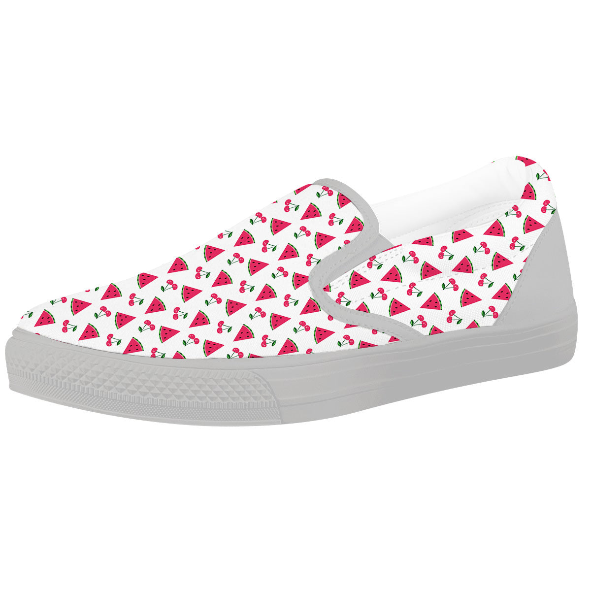 Watermelon Cute Berry Print Pattern White Slip On Shoes-grizzshop