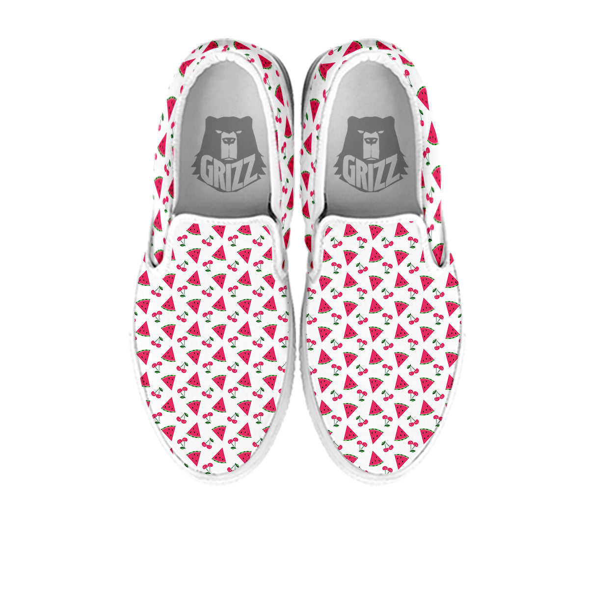 Watermelon Cute Berry Print Pattern White Slip On Shoes-grizzshop