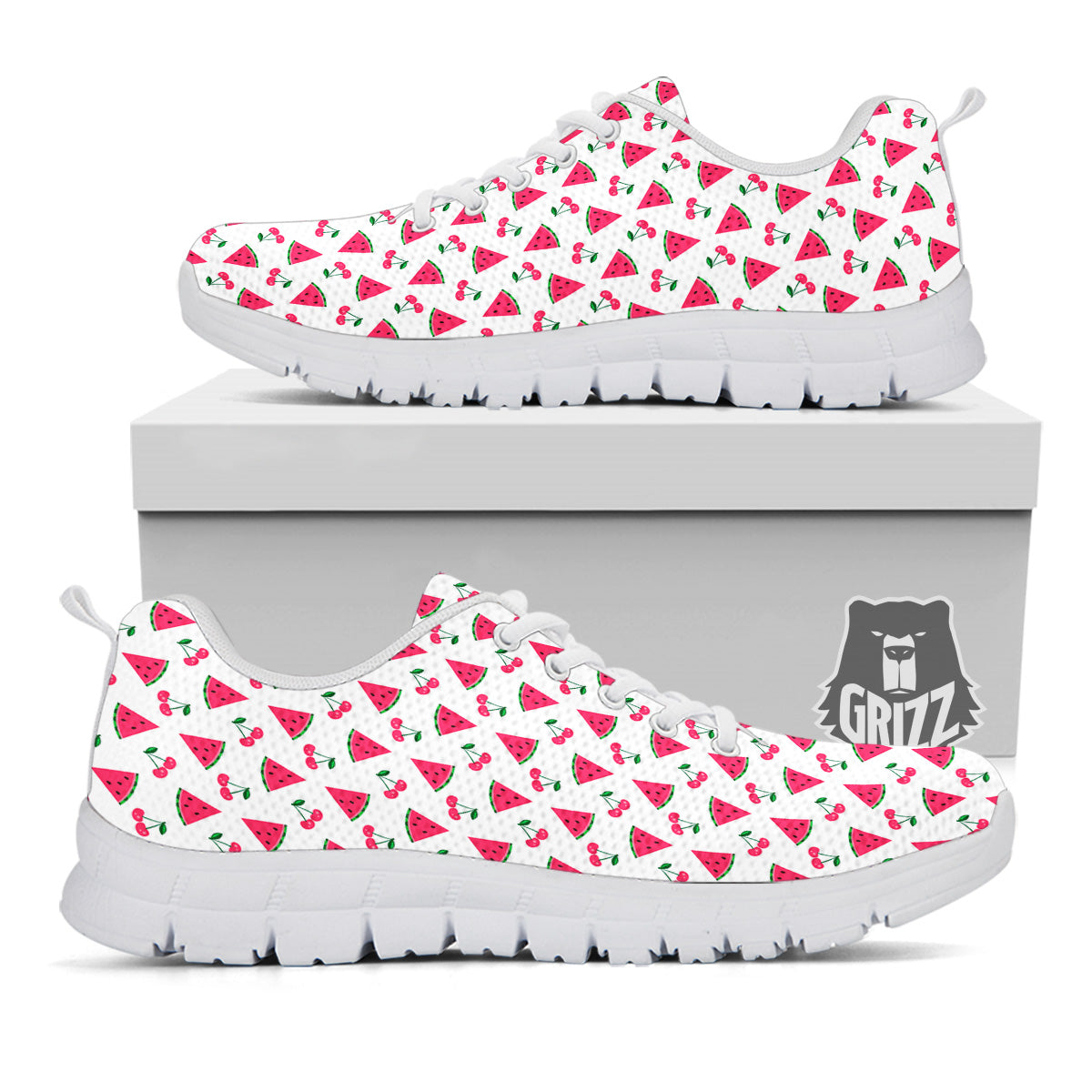 Watermelon Cute Berry Print Pattern White Sneaker-grizzshop