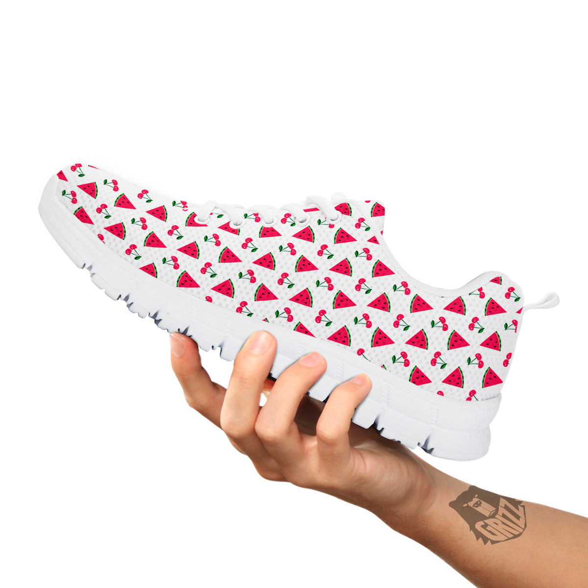 Watermelon Cute Berry Print Pattern White Sneaker-grizzshop