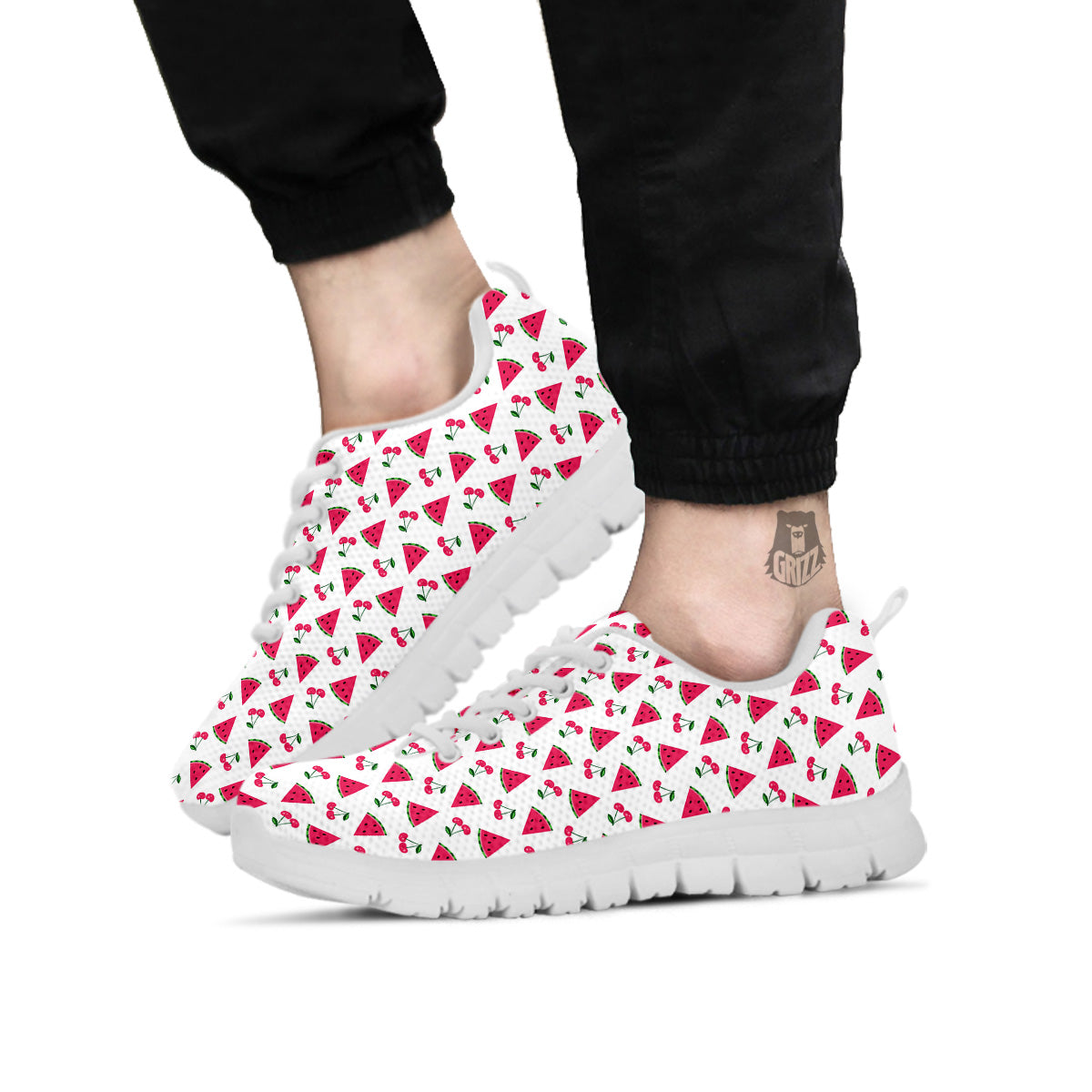 Watermelon Cute Berry Print Pattern White Sneaker-grizzshop
