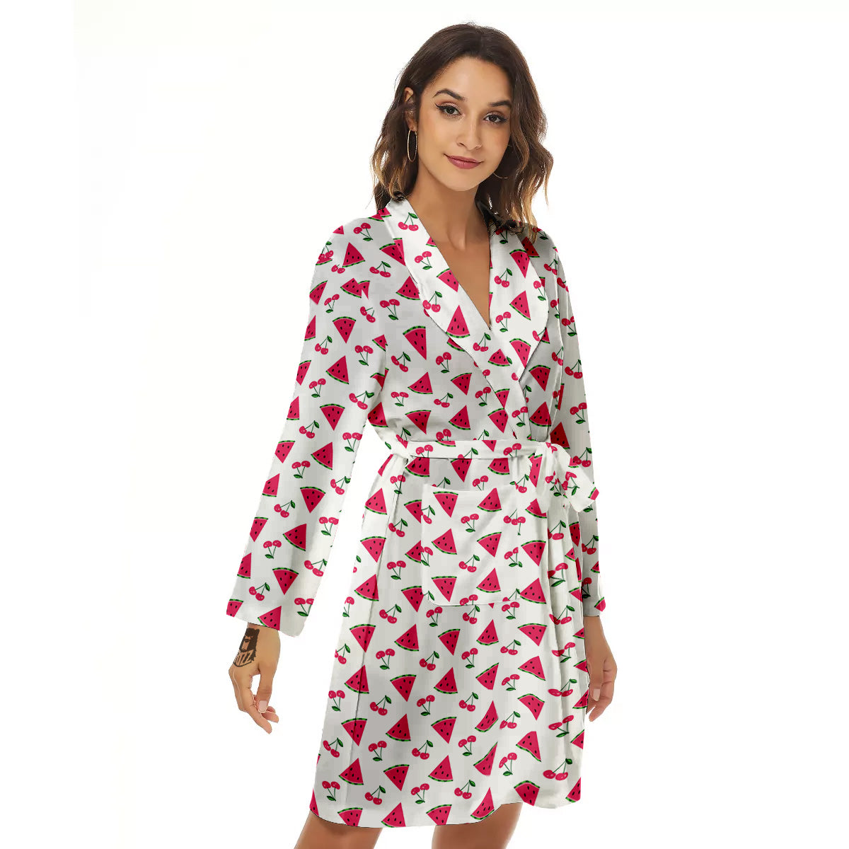 Watermelon Cute Berry Print Pattern Women's Robe-grizzshop