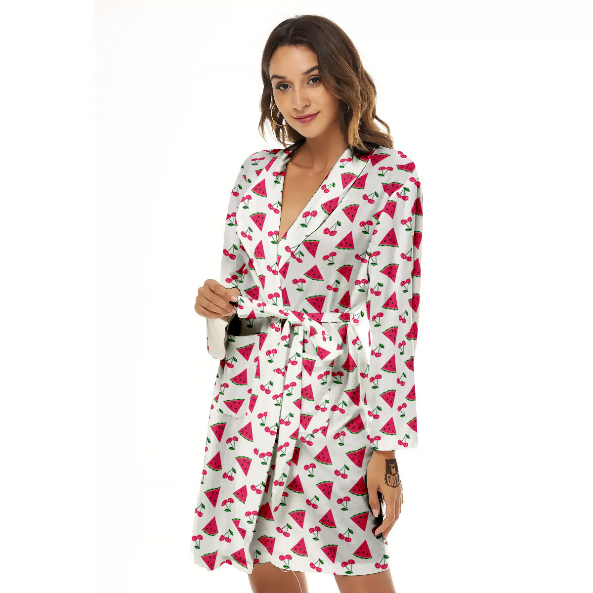 Watermelon Cute Berry Print Pattern Women's Robe-grizzshop
