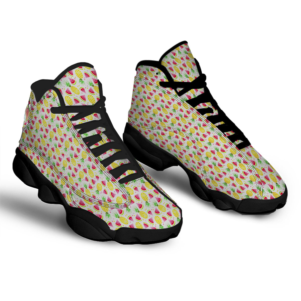 Watermelon Cute Pineapple Print Pattern Black Basketball Shoes-grizzshop