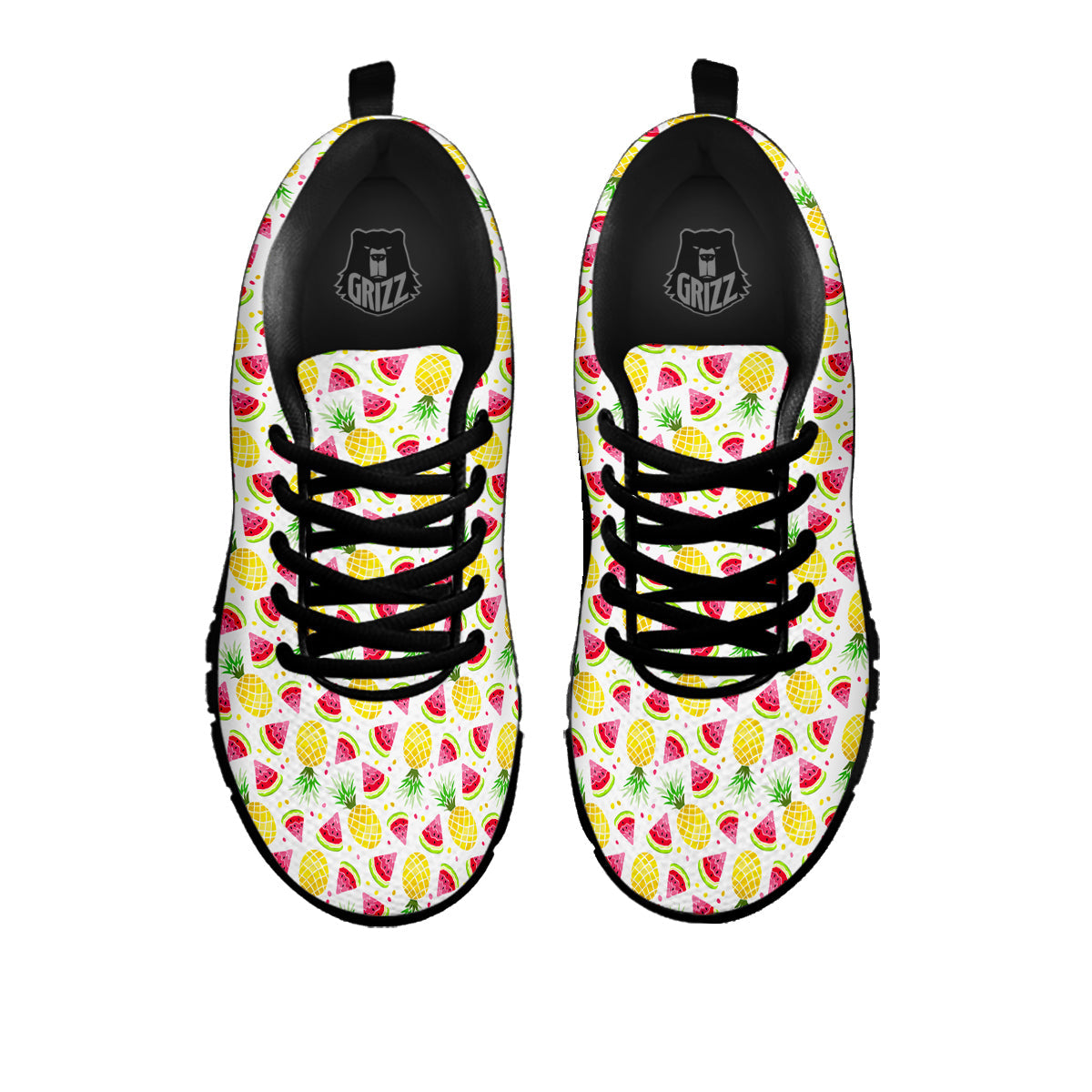 Watermelon Cute Pineapple Print Pattern Black Sneaker-grizzshop