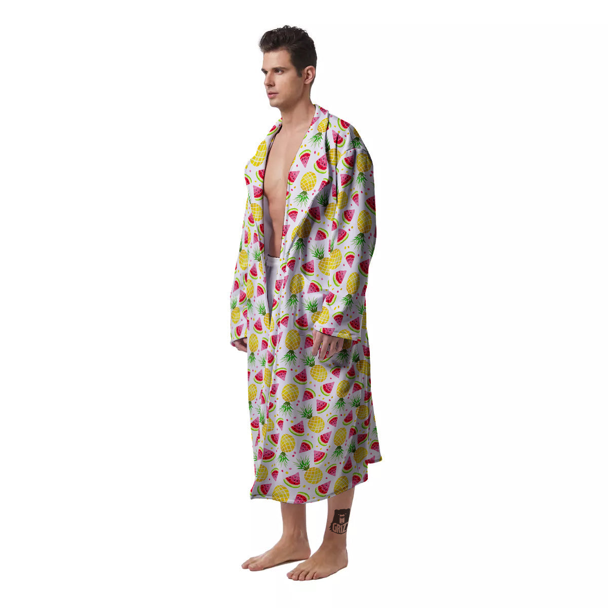 Watermelon Cute Pineapple Print Pattern Men's Robe-grizzshop