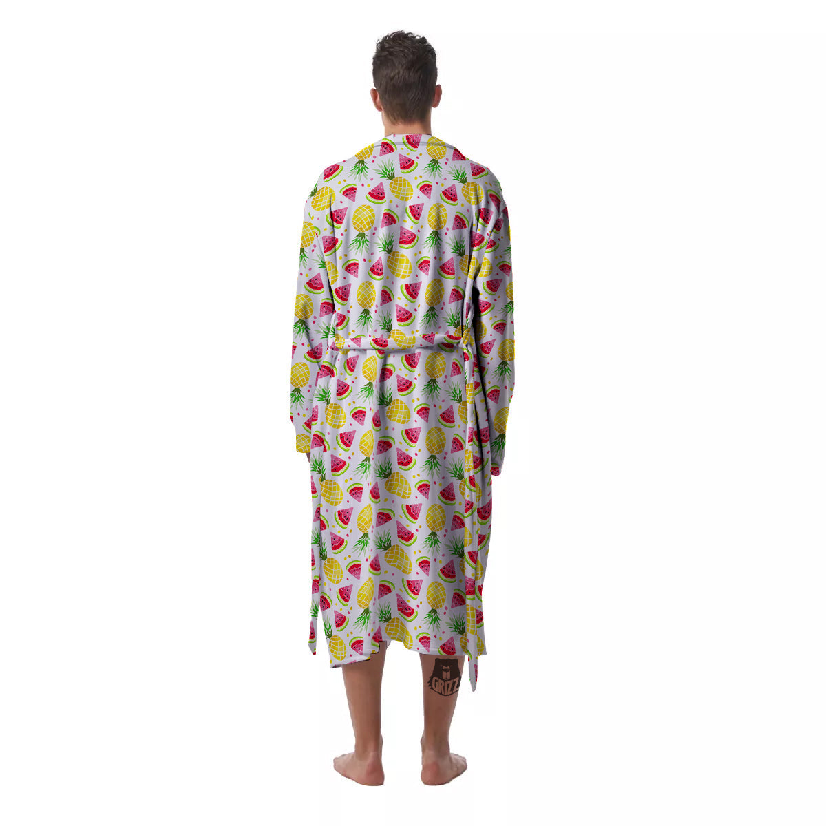 Watermelon Cute Pineapple Print Pattern Men's Robe-grizzshop
