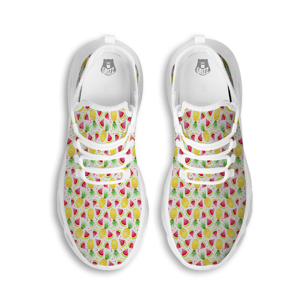 Watermelon Cute Pineapple Print Pattern White Running Shoes-grizzshop