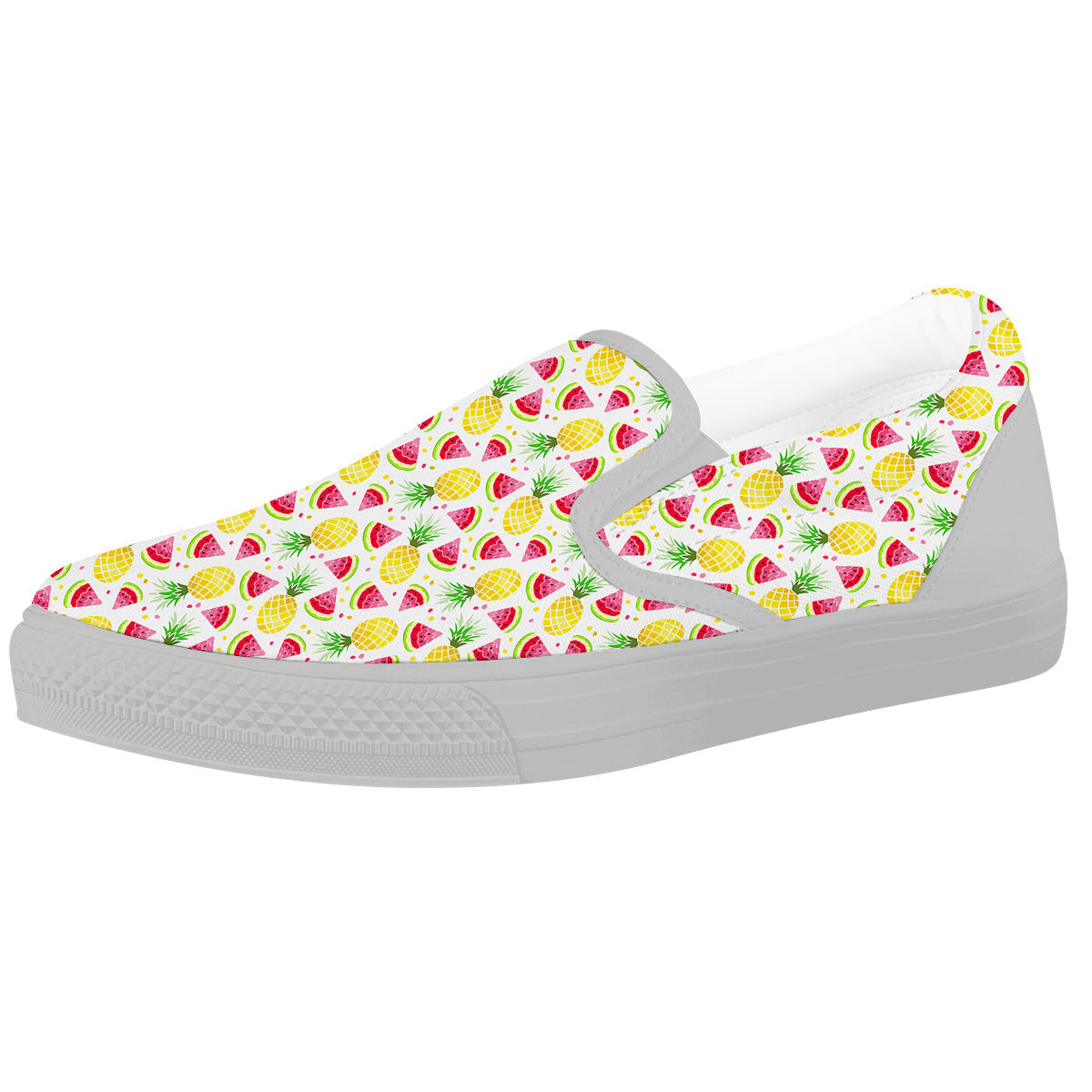 Watermelon Cute Pineapple Print Pattern White Slip On Shoes-grizzshop