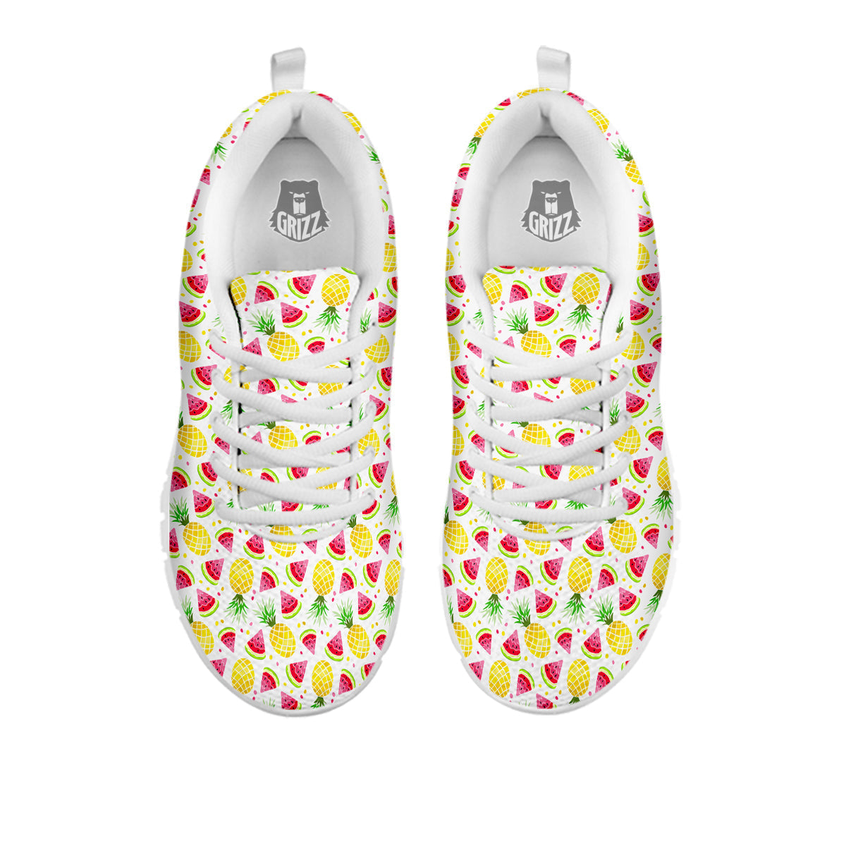 Watermelon Cute Pineapple Print Pattern White Sneaker-grizzshop