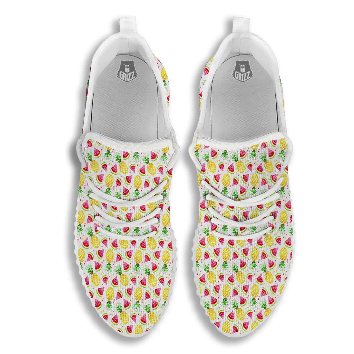Watermelon Cute Pineapple Print Pattern White Walking Shoes-grizzshop