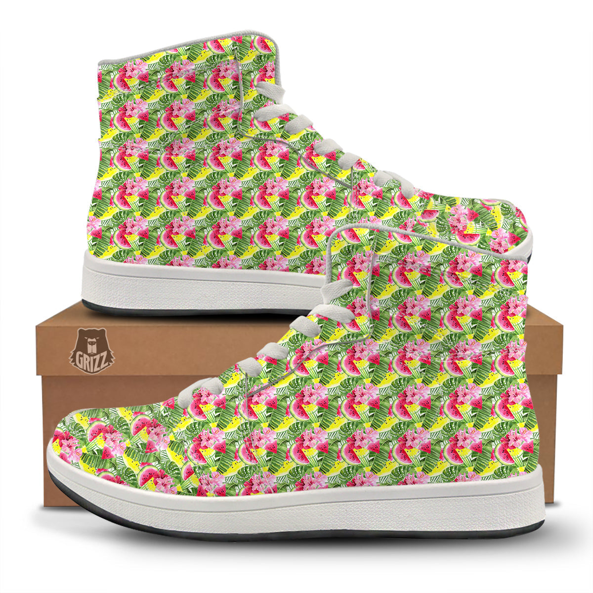 Watermelon Cute Tropical Print Pattern High Top Sneakers-grizzshop
