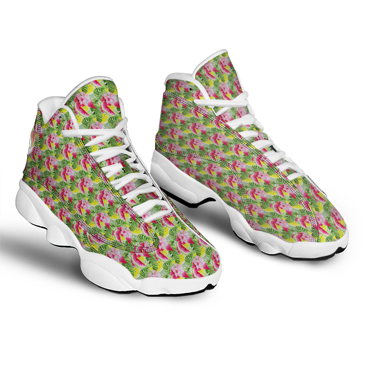 Watermelon Cute Tropical Print Pattern White Basketball Shoes-grizzshop