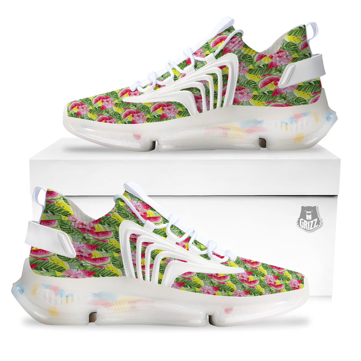 Watermelon Cute Tropical Print Pattern White Gym Shoes-grizzshop