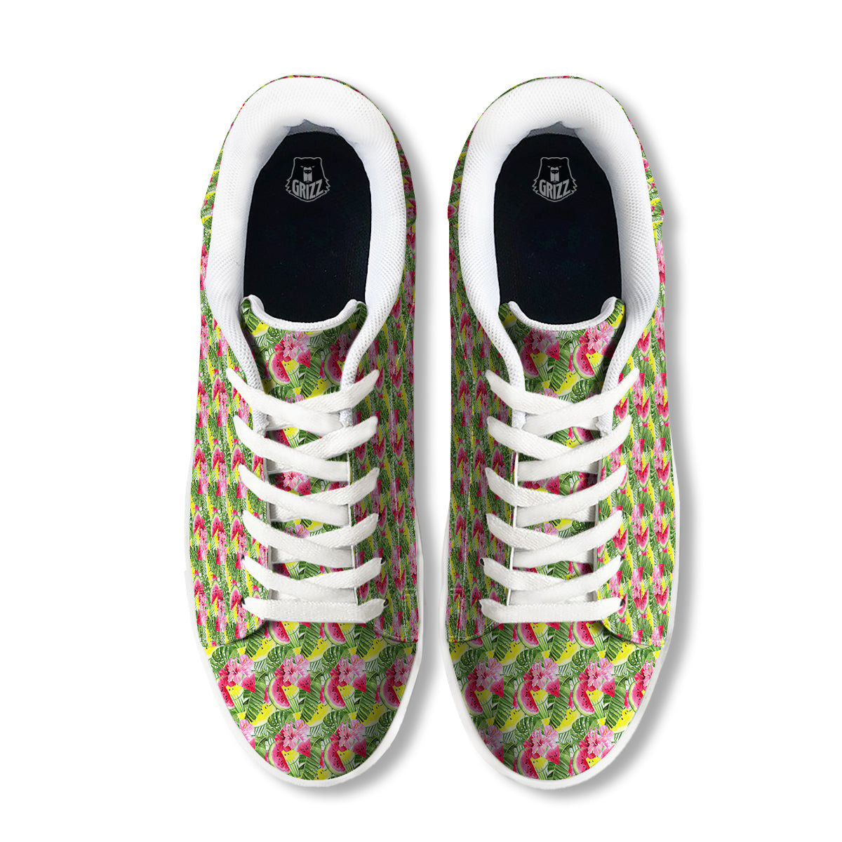 Watermelon Cute Tropical Print Pattern White Low Top Sneakers-grizzshop