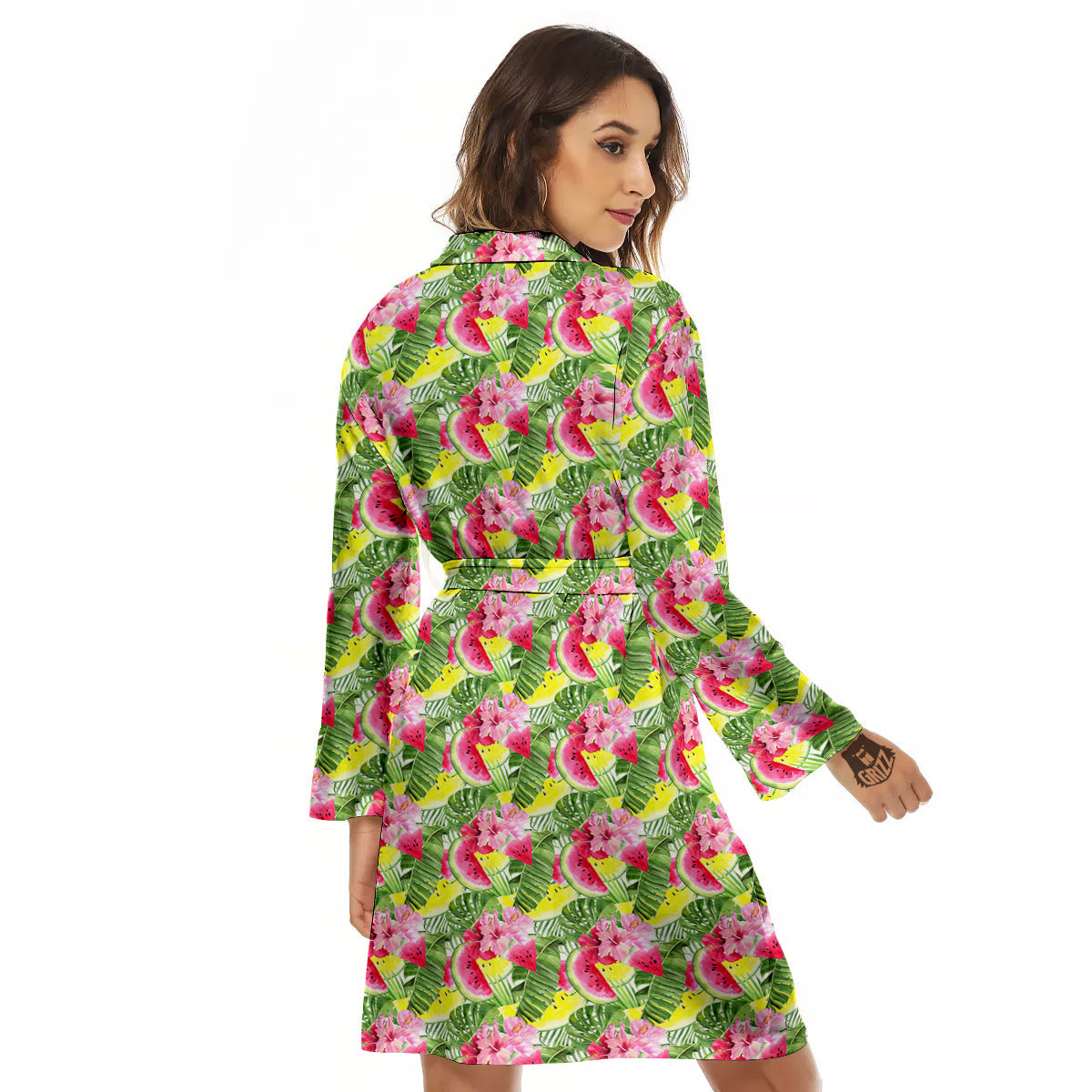 Watermelon Cute Tropical Print Pattern Women's Robe-grizzshop