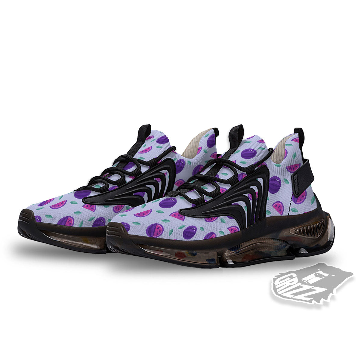 Watermelon Fancy Purple Print Pattern Black Gym Shoes-grizzshop