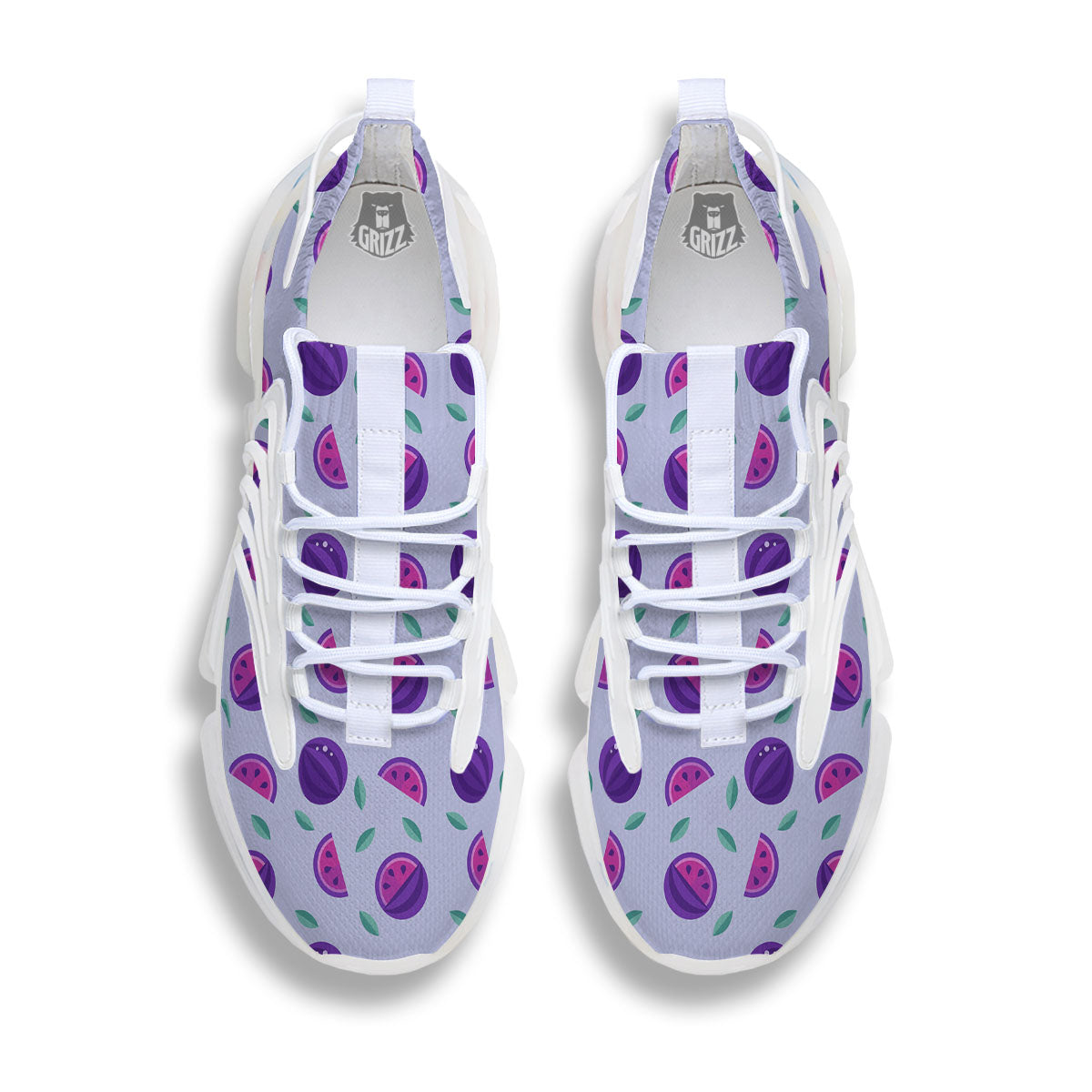 Watermelon Fancy Purple Print Pattern White Gym Shoes-grizzshop