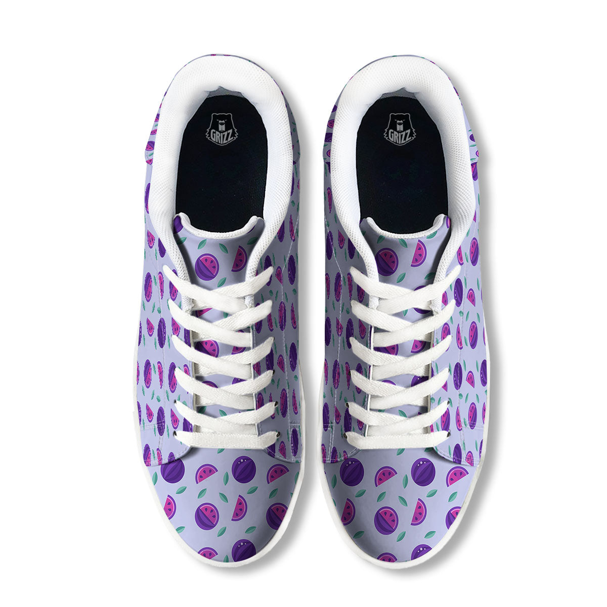 Watermelon Fancy Purple Print Pattern White Low Top Sneakers-grizzshop