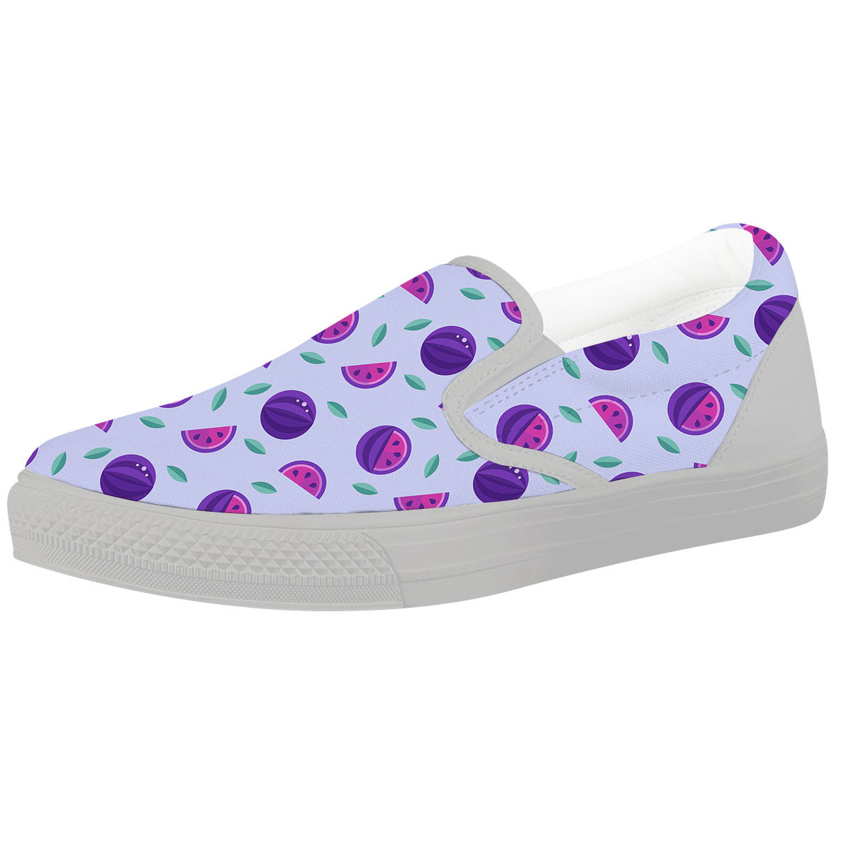 Watermelon Fancy Purple Print Pattern White Slip On Shoes-grizzshop
