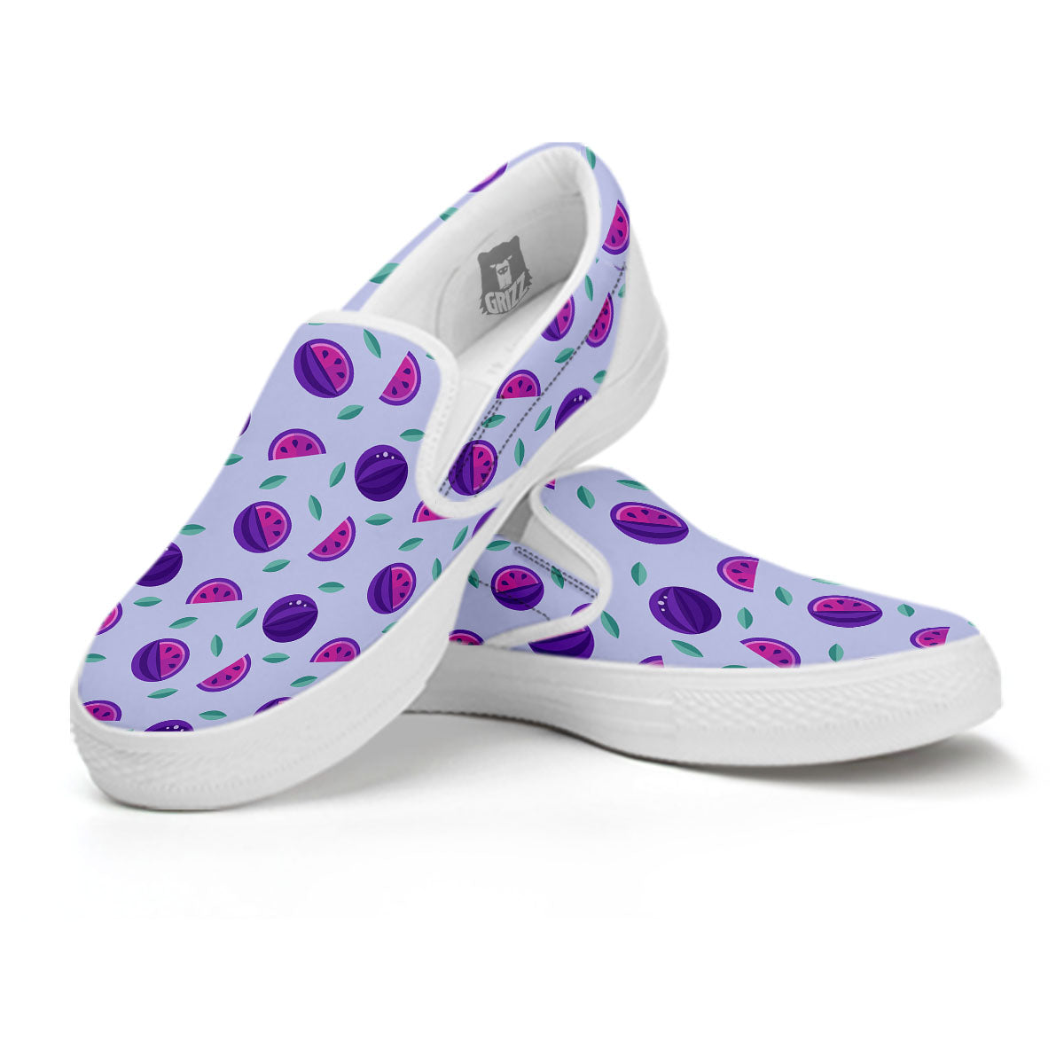 Watermelon Fancy Purple Print Pattern White Slip On Shoes-grizzshop